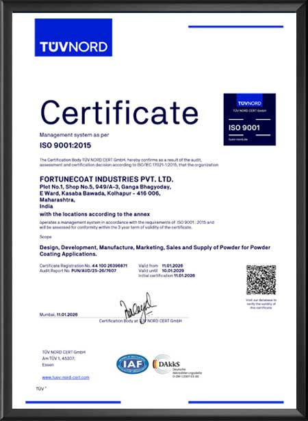 ISO Quality Certificate